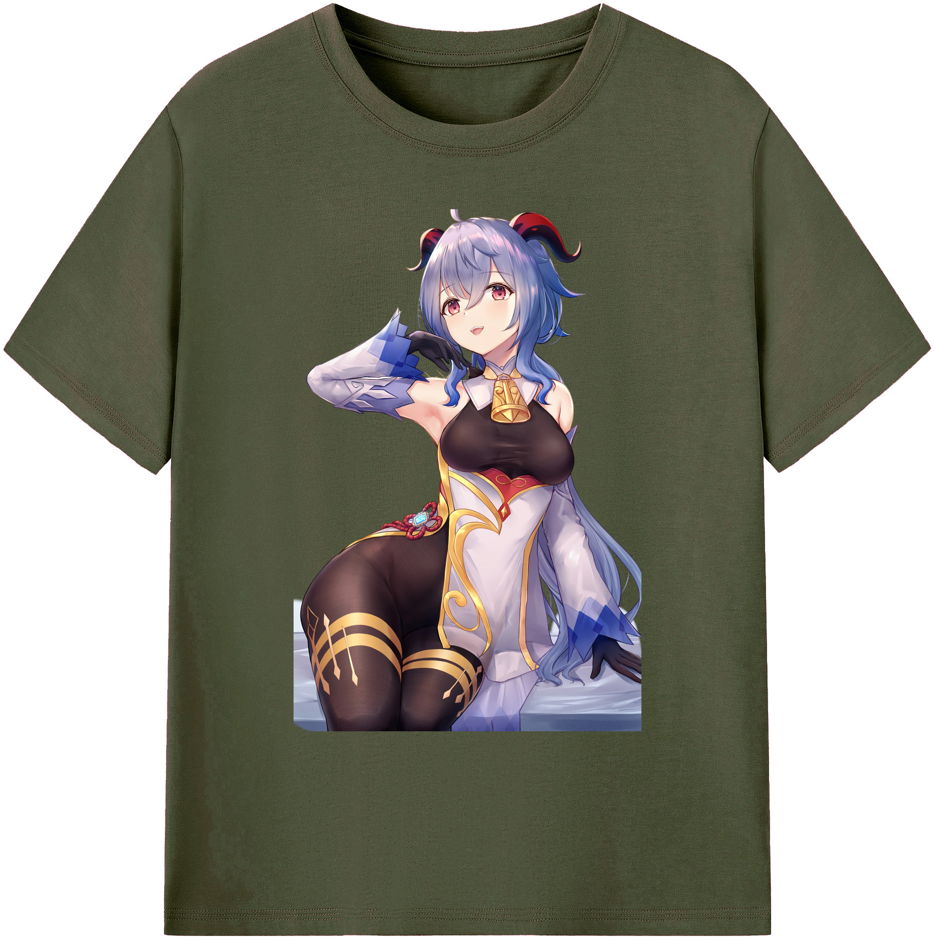 げんし神 甘雨 かんう genshin Ganyu 綿100％ メンズ半袖Tシャツ｜肌触りやわらか＆通気性